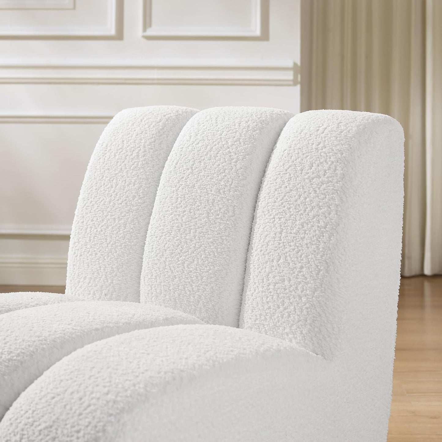Art Leon Armless Accent Chair - Sherpa Fabric Upholstered Swivel Chair, Single Sofa Chair with Metal Base for Living Room Bedroom, Off White