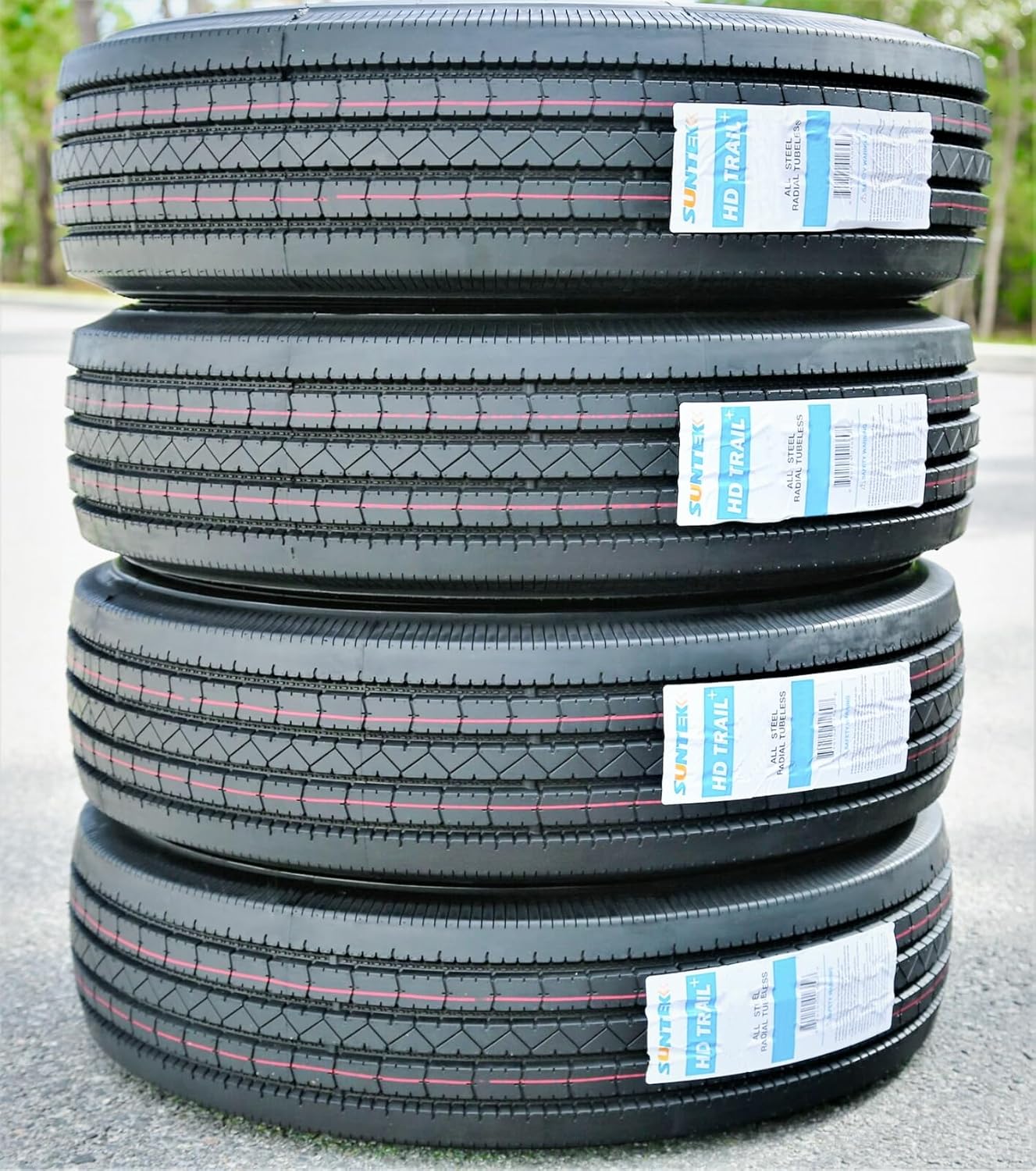 Suntek HD Trail + All Steel Heavy Duty Premium Trailer Radial Tire-ST235/80R16 235/80/16 235/80-16 130/126M Load Range H LRH 16-Ply BSW Black Side Wall