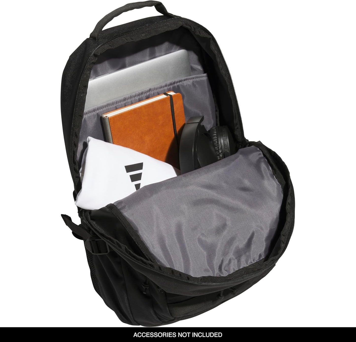 adidas Interval Backpack with Laptop Sleeve, Lightweight Durable Book Bag for Women and Men, Black/White, One Size