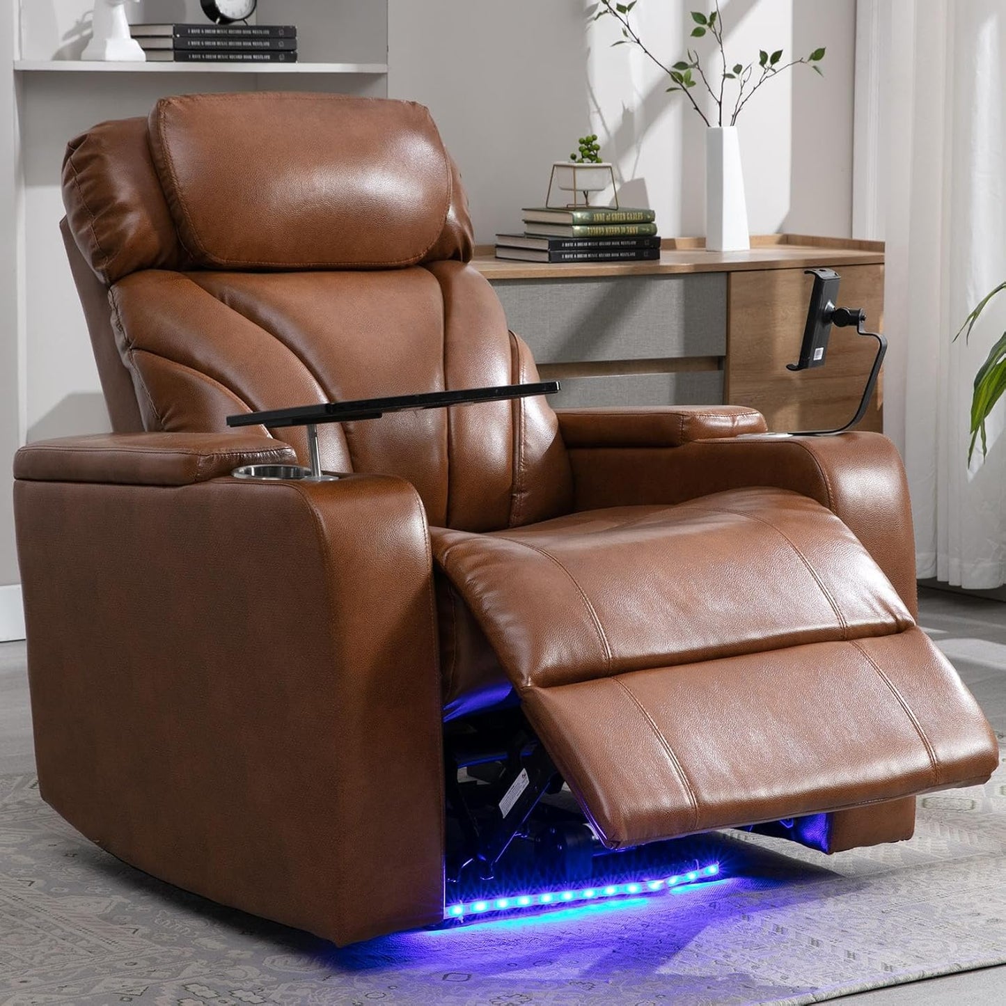 Wall Hugger Power Recliner Chair, Zero Wall Electric Recliner Chairs with USB Port, Space Saving Large Recliner for Living Room, RV, Home Theater