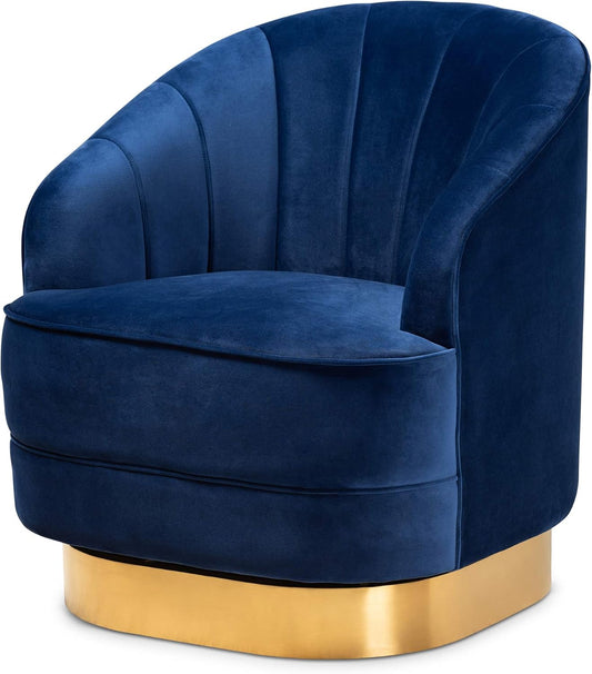 Baxton Studio Chairs, Royal Blue/Gold