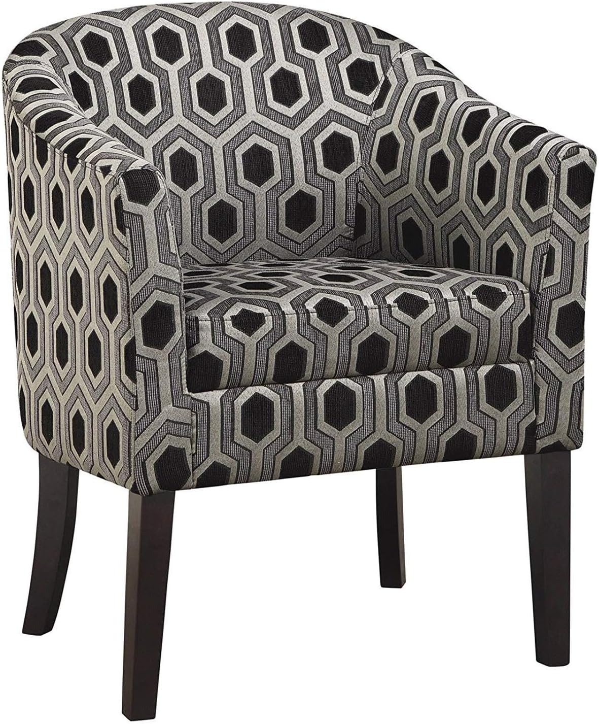 Accent Chair Retro Grey White Hexagon Patterned Living Room Chair Plush Seat Cushions 34" H