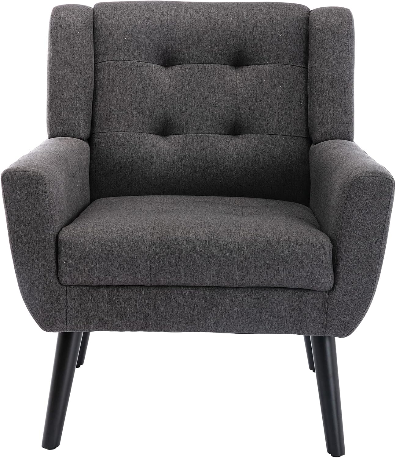Accent Armchair, Living Room Chairs with Curved Back, Velvet Cushion, 250 Lbs Weight Capacity Ergonomics Accent Chair, Upholstered Single Sofa for Bedroom Dark Gray As Shown