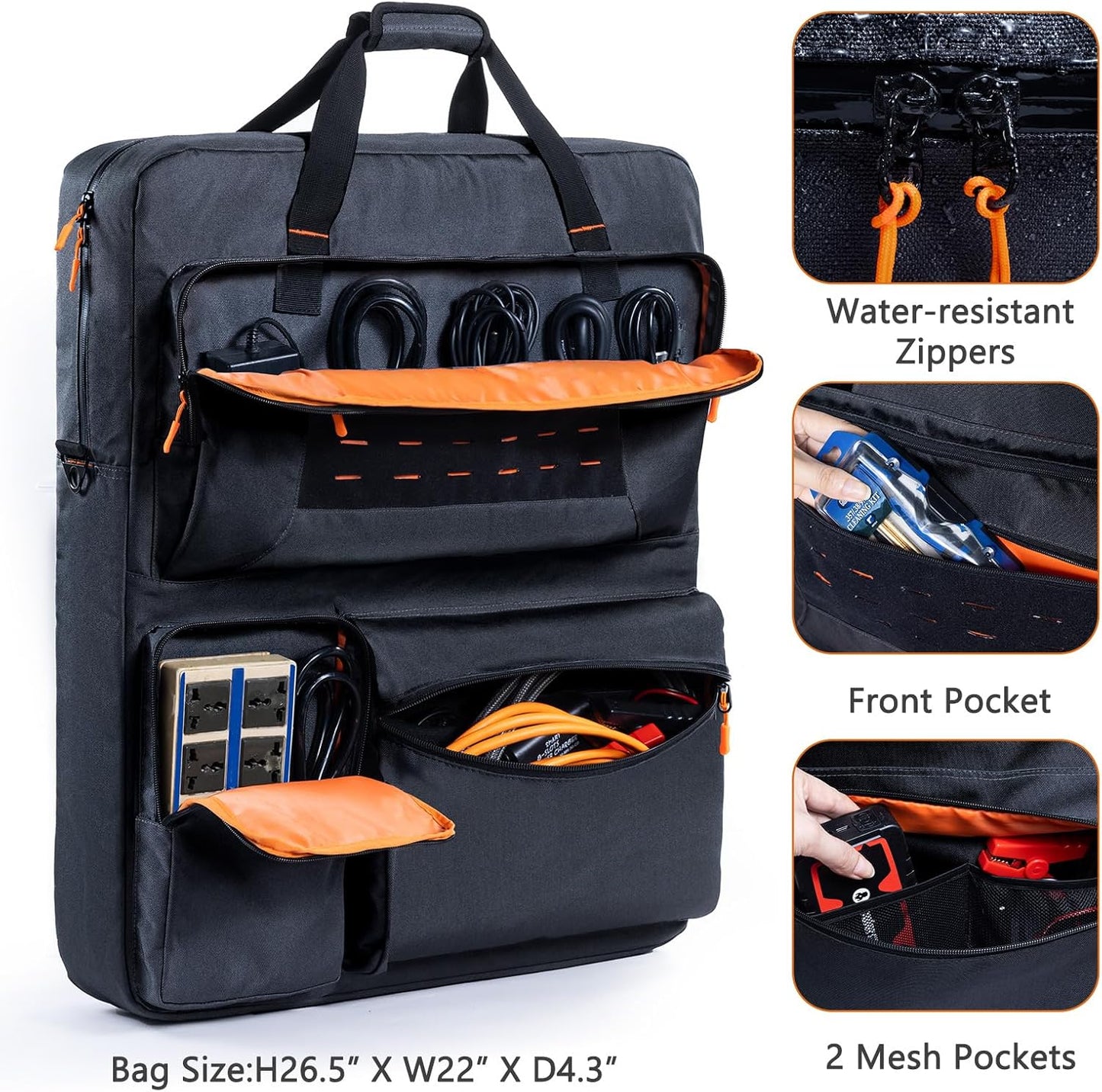 Travel Carrying Case Compatible with Jackery SolarSaga 100W 100X 200W - Solar Panel Storage Bag for 2 Battery Panels with Multiple Pocket