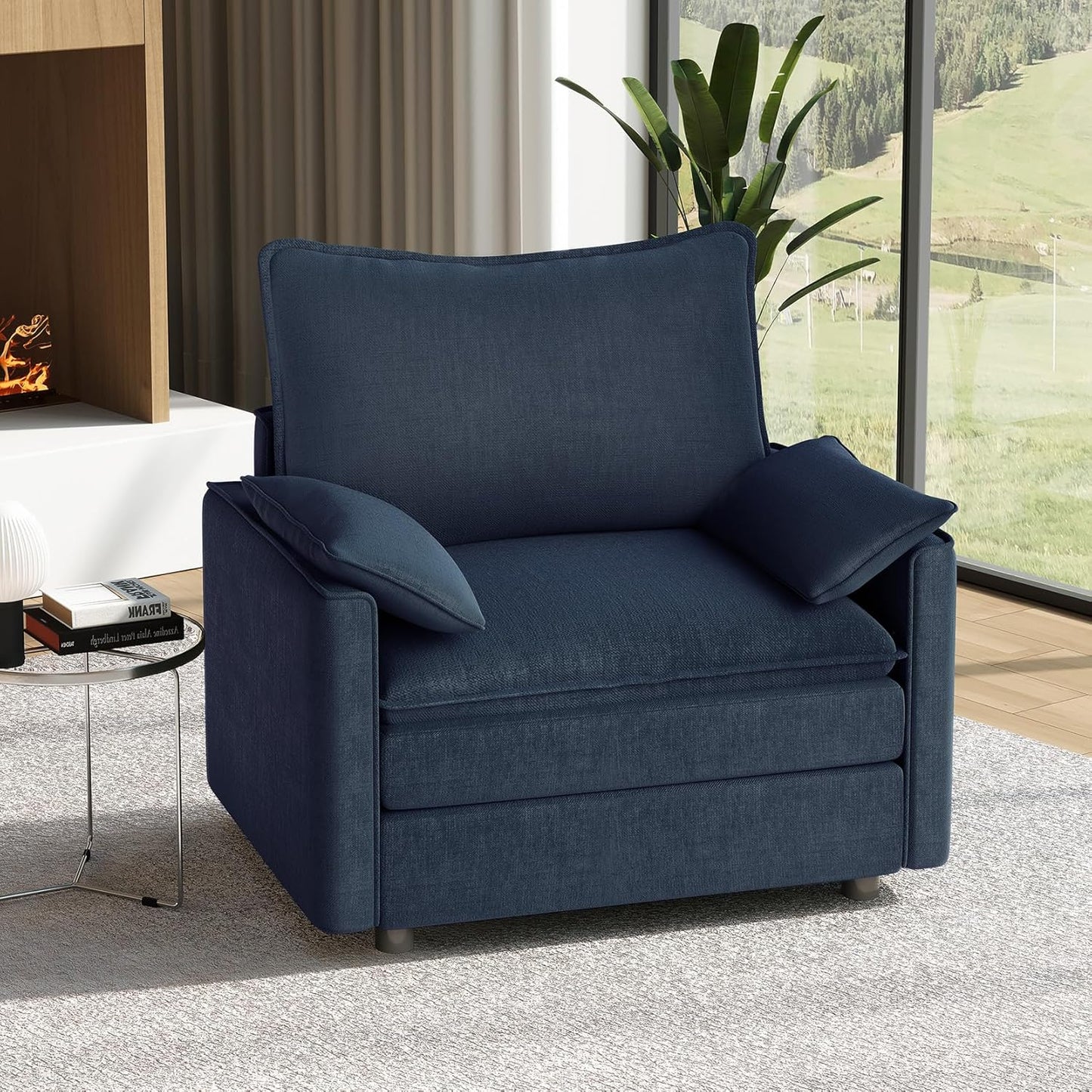 Vesgantti 108" Modular Sectional Sofa, Comfy Cloud Couch with Movable Ottoman Deep Seat Chenille L Shaped Modular Sofa, Sectional Couches for Living Room, Bedroom and Apartment, Beige