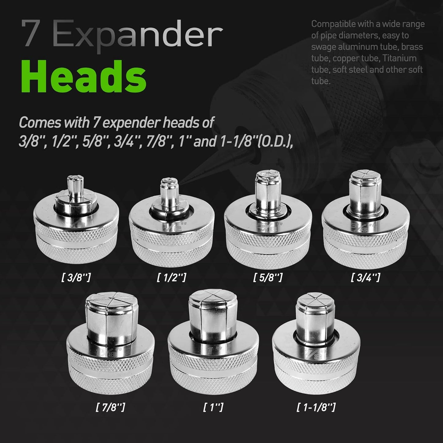 Super Stars Hydraulic Copper Pipe Tube Expander HVAC Swaging Tool Kit, with Tube Cutter, Deburring Tool and 7 Expander Heads for 3/8 to 1-1/8 Inches Copper Pipes