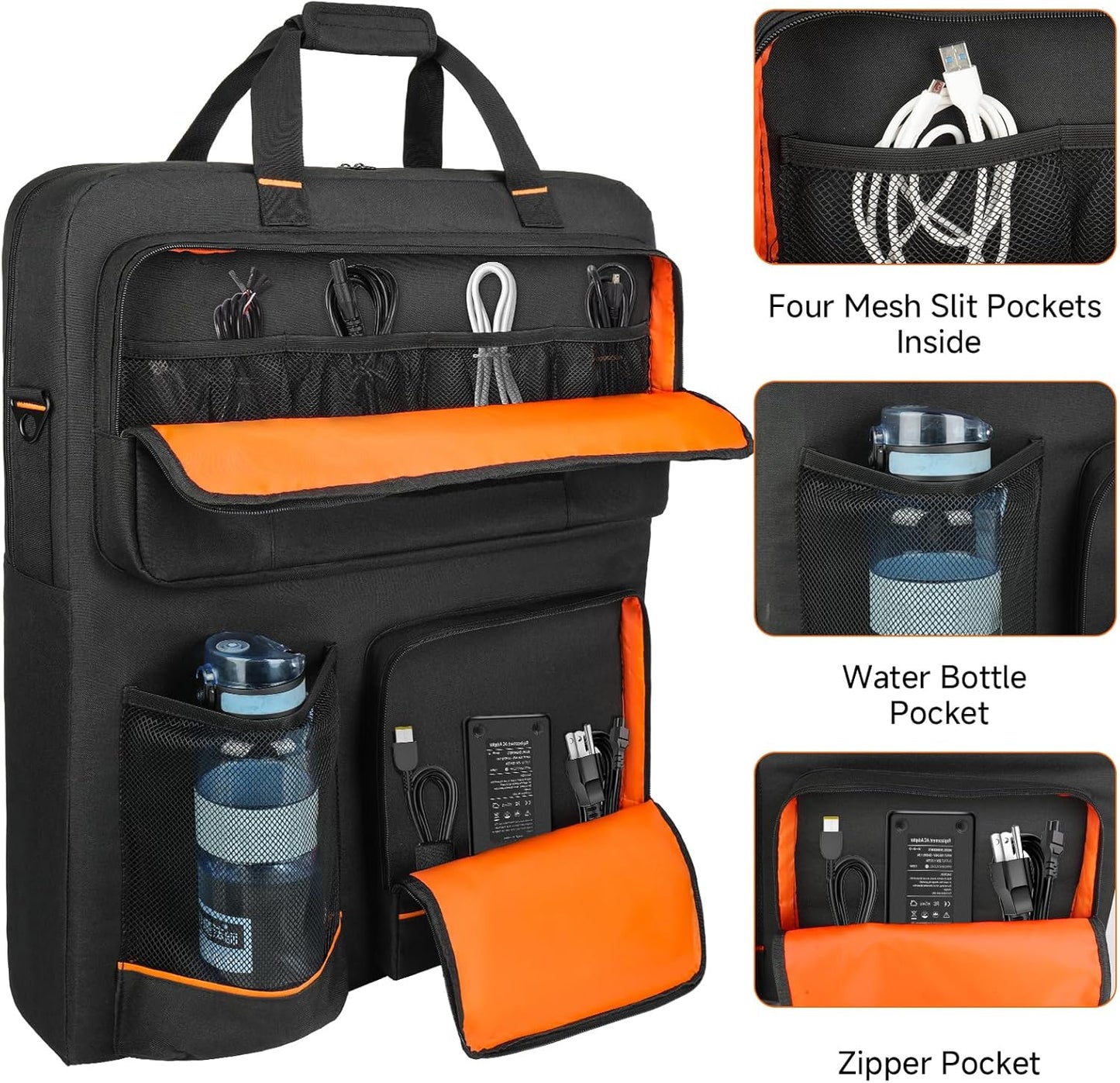 Solar Panel Storage Bag Compatible with Jackery SolarSaga 100X/200W & Anker SOLIX PS100 PS200 - Padded Case for 2 Panels, Shoulder Strap & Multi-Pockets