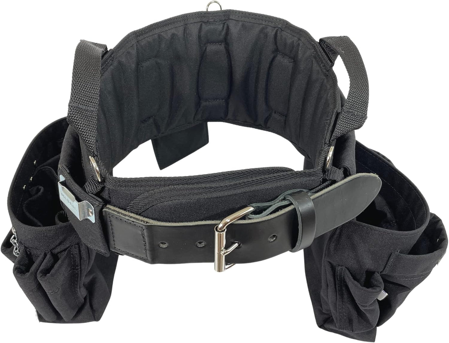 BOULDER BAG Professional Electrician's MAX Combo with Comfort Back Support Tool Belt, Leather Belt Buckle, Heavy Duty Work Belt, Black, (Large 33-36 Inch Waist), Made in USA