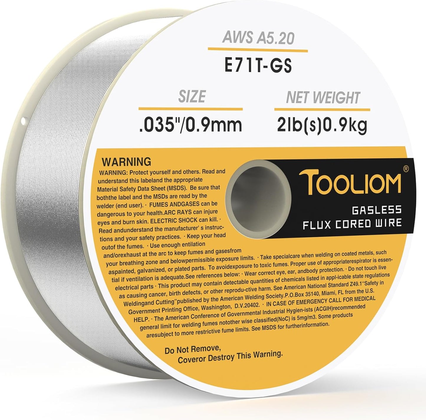 TOOLIOM E71T-GS .035" Diameter 10-Pound Spool Flux Core Self-shielded MIG Welding Wire for Carbon Steel 2 PCS