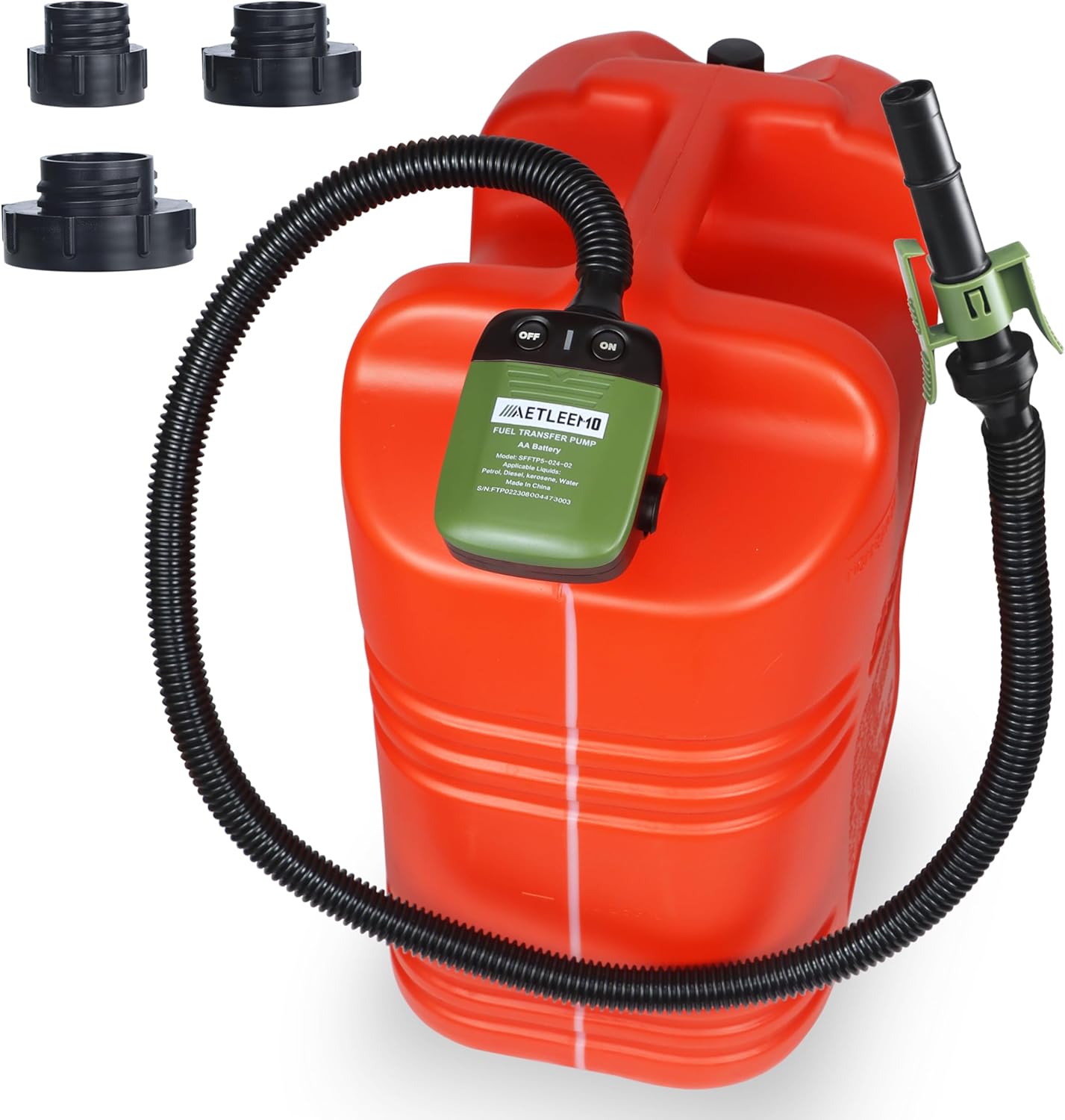 Automatic Fuel Transfer Pump with Auto-Stop Sensor(2.4 GPM), Flexible Intake Hose Fits Most Irregular Gas Cans for Gasoline Diesel Kerosene & More