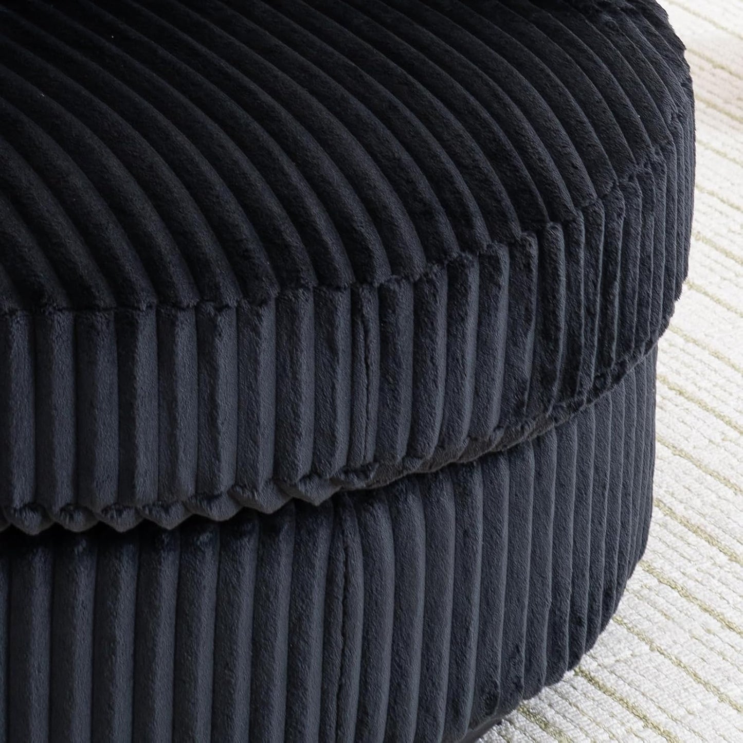 Swivel Accent Barrel Chair Oversized Modern Akili Upholstered Sofa Lounge Club Leisure Chair Round Chair for Hotel Living Room (Black)