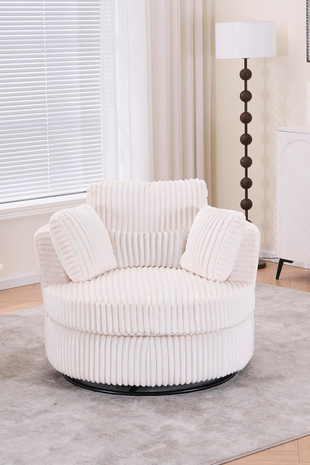 40" W Upholstered Oversized 360° Swivel Accent Barrel Chair and Half Cozy Sofa with Removable Pillows, Velvet Club Armchair for Living Room Bedroom Office Lounge, Black