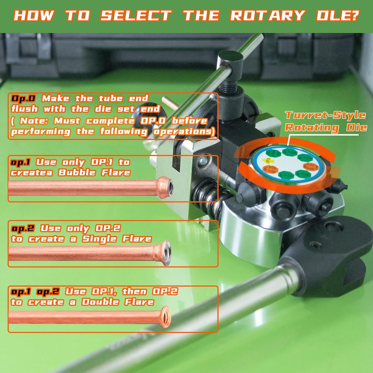 Brake Line Flaring Tool Kit, 45 Degree Single, Double and Bubble Flares, Brake Line and Tubing Flaring Tool for 3/16", 1/4", 5/16", 3/8" and 4.75mm Diameter Lines, Brake Flaring Tools