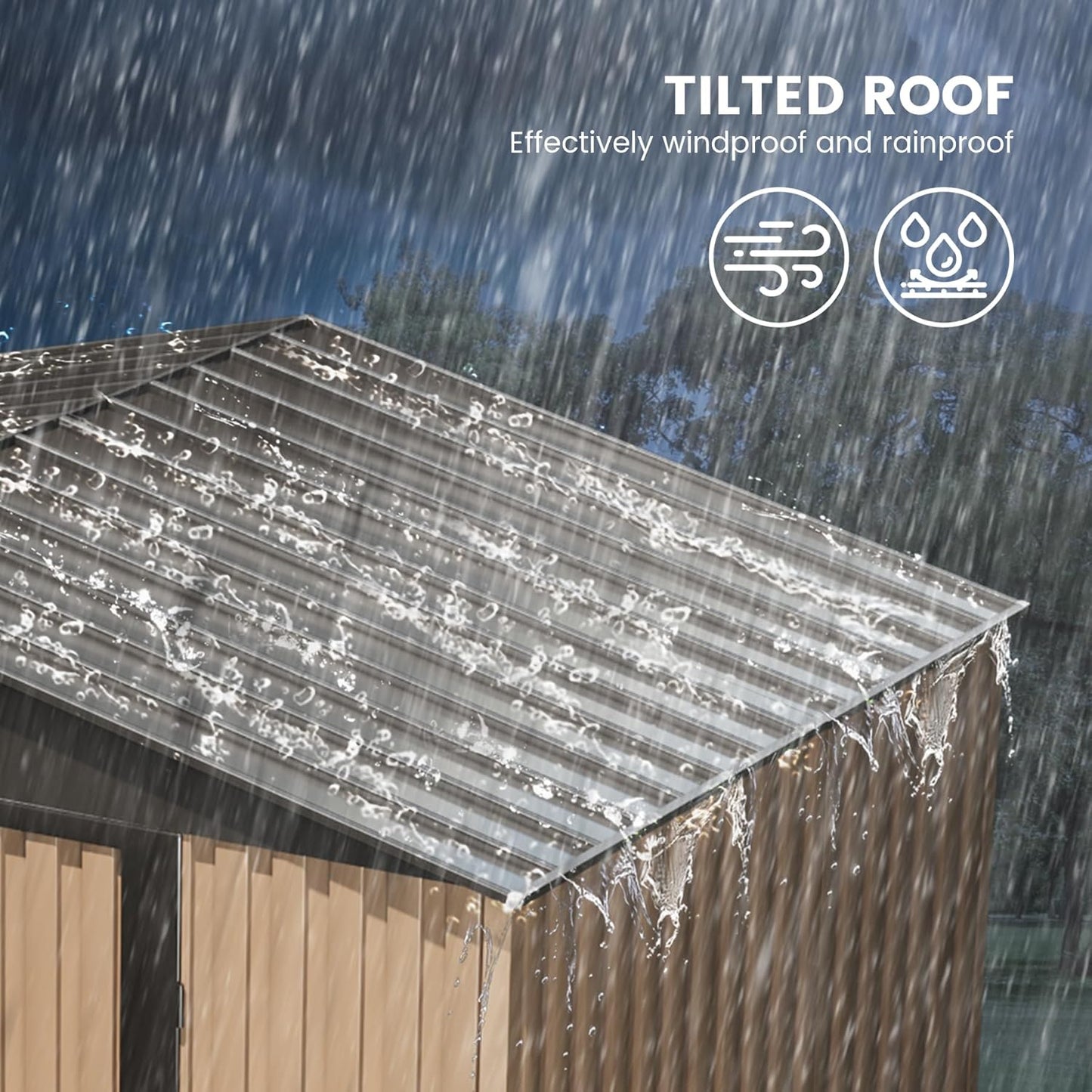 6 x 4 FT Storage Shed, Outdoor Metal Storage Shed, Metal Garden Tool Shed with Roof, Door & Lock, Waterproof and Anti-UV, for Patio Garden Yard, Brown