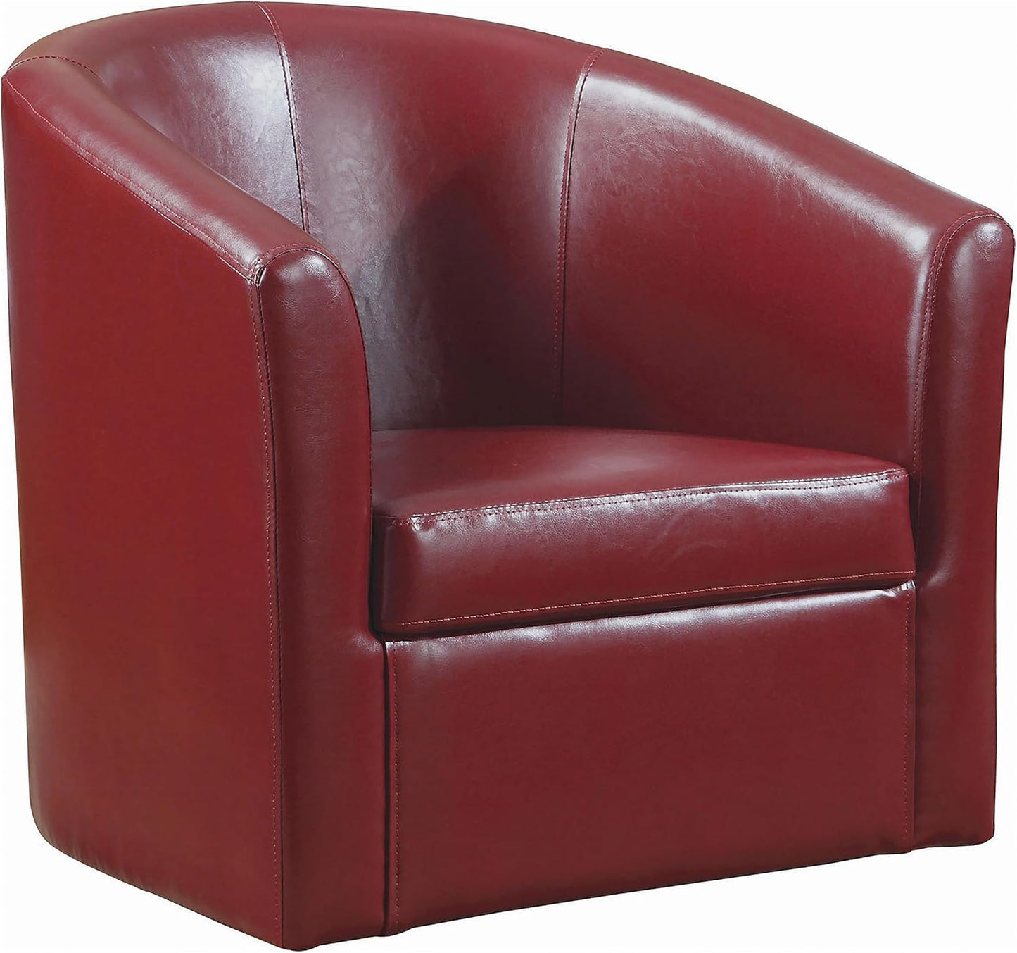 Coaster Home Furnishings - Turner - Upholstered Barrel Back Swivel Chair with Dark Brown Leatherette, Foam Cushion and Swivel Base - Living Room - Dark Brown - 902098