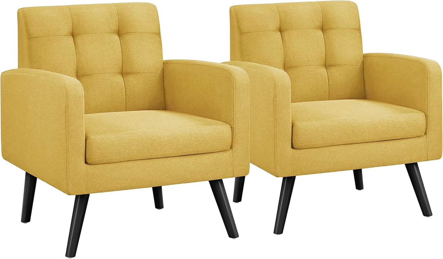 Topeakmart Mid Century Accent Chair, Modern and Cozy PU Leather Barrel Sofa Chair with Thick Cushion and Sturdy Wood Legs for Living Room/Bed Room/Office Waiting Area Beige 2PCS