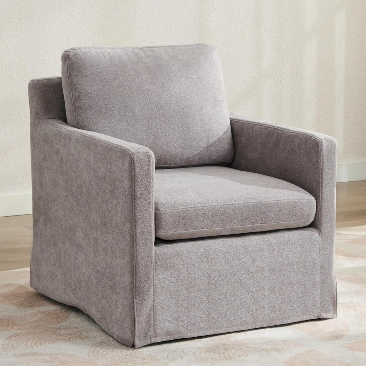 Sinzho & Wiyfun 30.7" W Upholstered Swivel Accent Chair Mid Century Modern Chenille Swivel Chairs for Living Room, Taupe