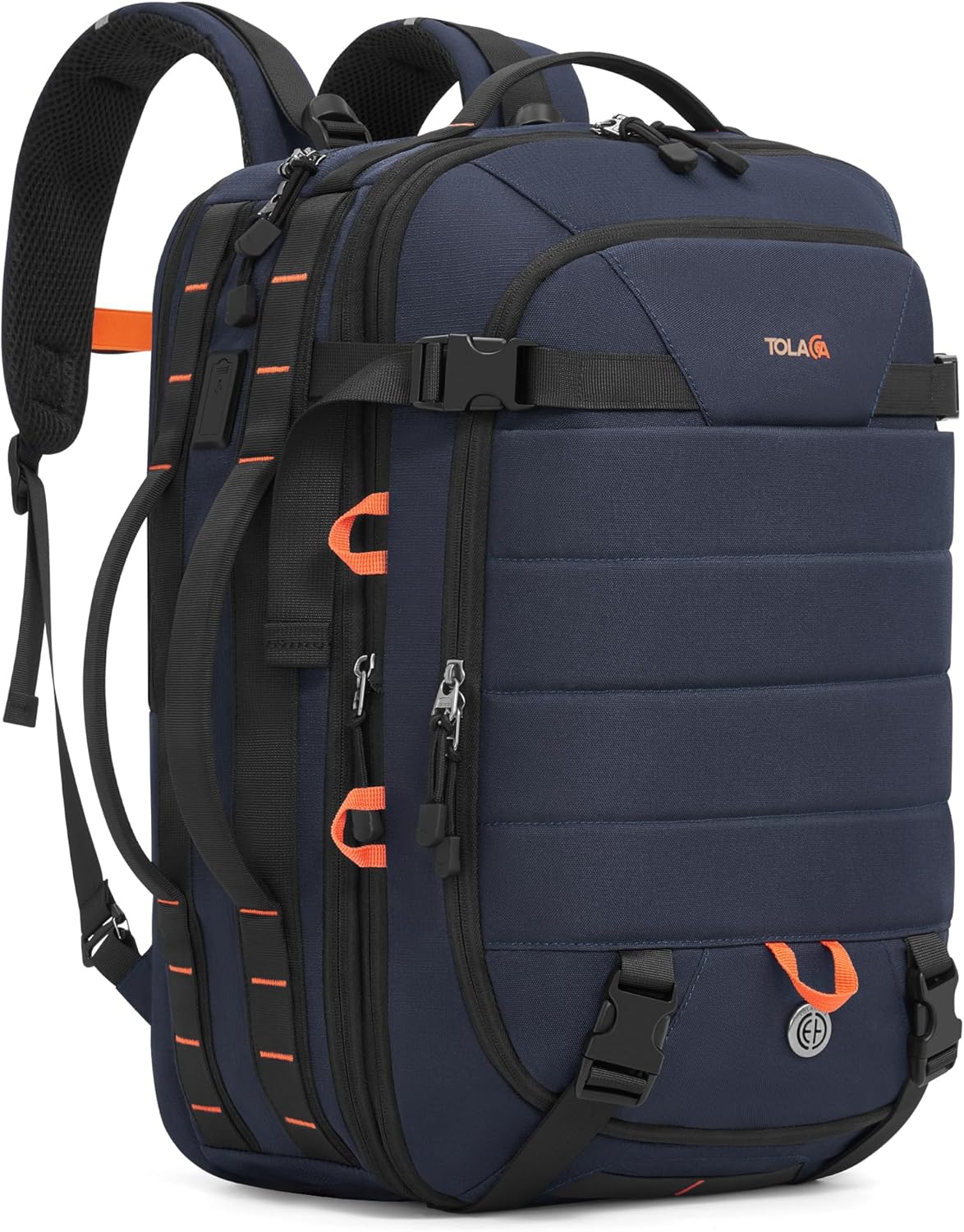 Tolaccea Carry on Travel Backpack, TSA Friendly Flight Approved Laptop Backpack Duffle Bag for Men Women with Dual Laptop Storage for 17.3", USB Charging Port, Business Rucksack 40L-50L Expandable