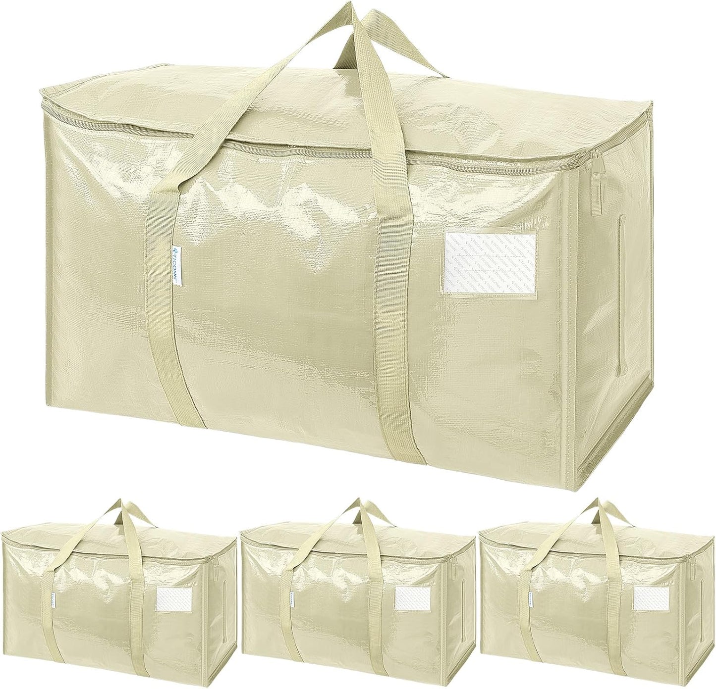 TICONN 6 Pack Extra Large Moving Bags with Zippers & Carrying Handles, Heavy-Duty Storage Tote Moving Boxes for Space Saving