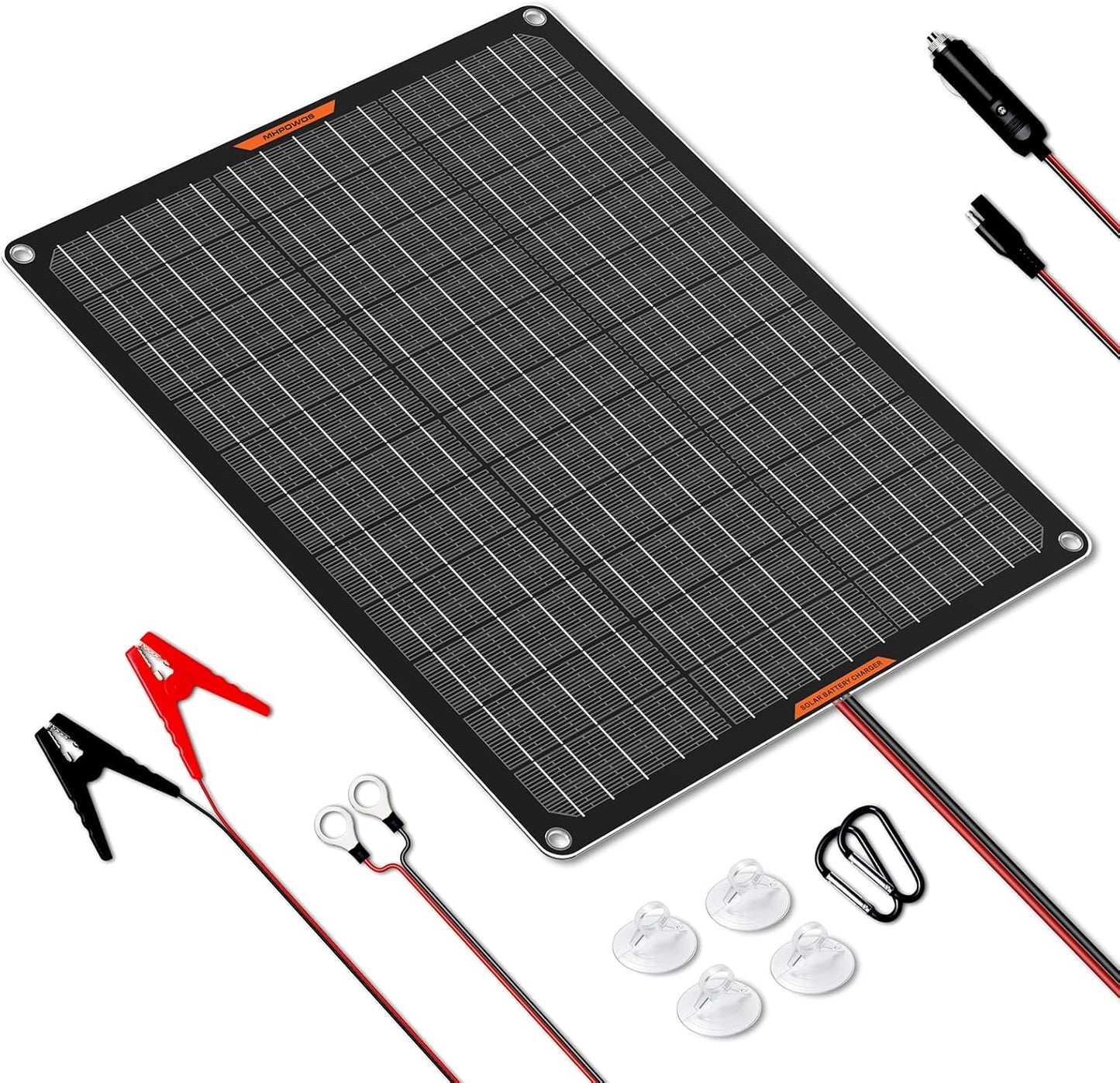 Solar Panel 50W 12V Solar Car Battery Charger Maintainer Portable Waterproof Power Solar Trickle Charger for Car Boat Automotive RV with Alligator Clip
