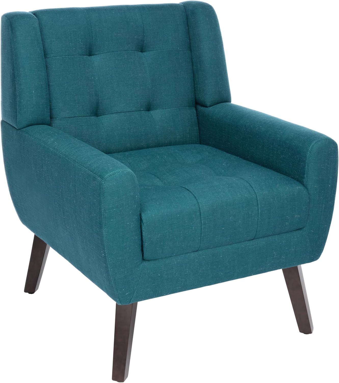Accent Chairs Set of 2, Modern Fabric Upholstered Armchairs for Living Room, Comfy Arm Chairs Tufted Back and Solid Wood Legs for Bedroom Office Room (Light Blue)