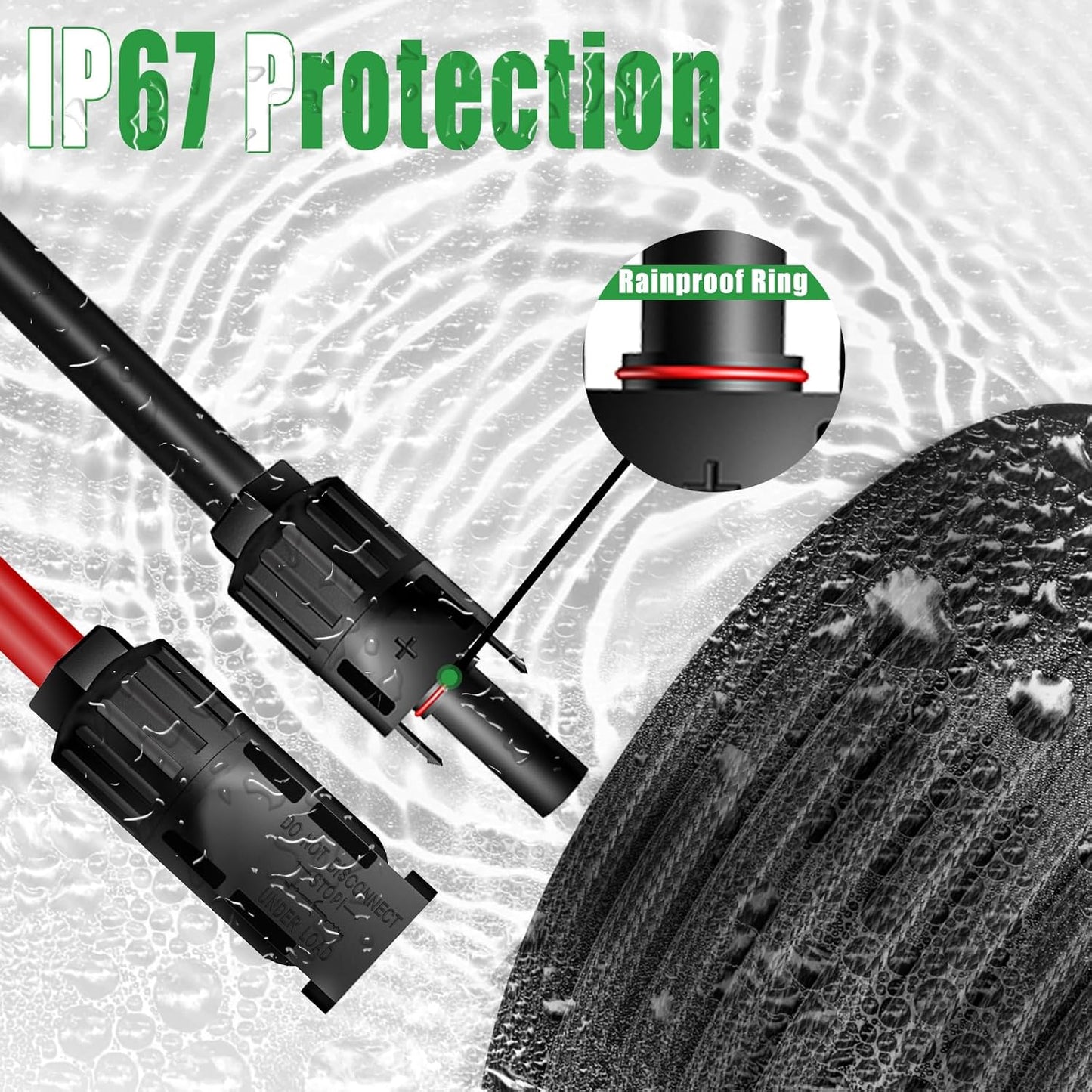 Twin Wire 40 Feet Solar Extension Cable 10AWG with -IP67- Female and Male Connector, Bonus Four Pairs of Free Connector Solar Panel Adapter kit Tools (6 Pairs connectors)