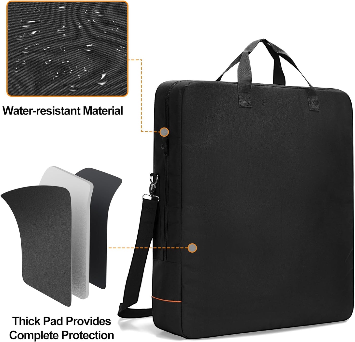 Solar Panel Storage Bag with Bright Lining, Travel Carrying Case Compatible with Jackery SolarSaga 100W, Padded Carrier with Multi Pockets & Shoulder Strap