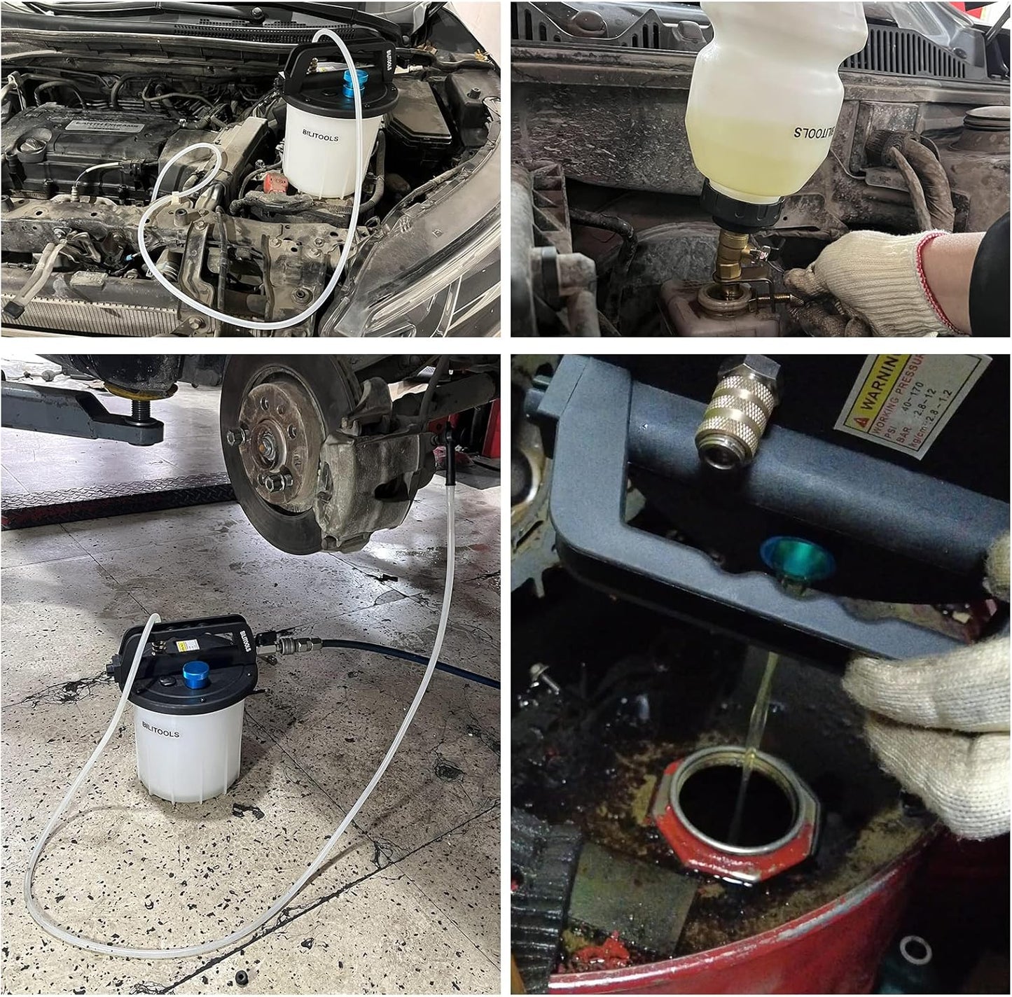 BILITOOLS 3L Vacuum Brake Bleeder Kit, One Person Pneumatic Brake Fluid & Clutch Bleeding Extractor Tool with Adapters & 1L Refilling Bottle