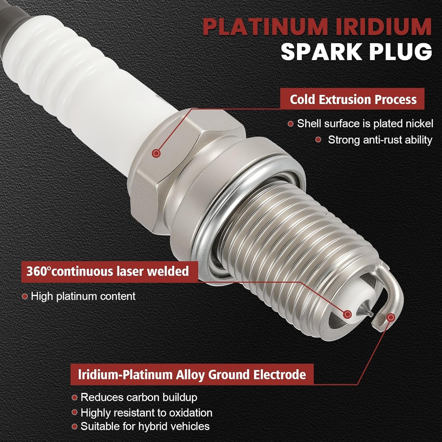 UF673 Ignition Coil Pack and Iridium-Platinum Spark Plugs Set of 4 Compatible with Fiat 500 2012-2017,For Dodge Dart 2013-2016,Replace# C1828, 68081914AC, 68081914AB