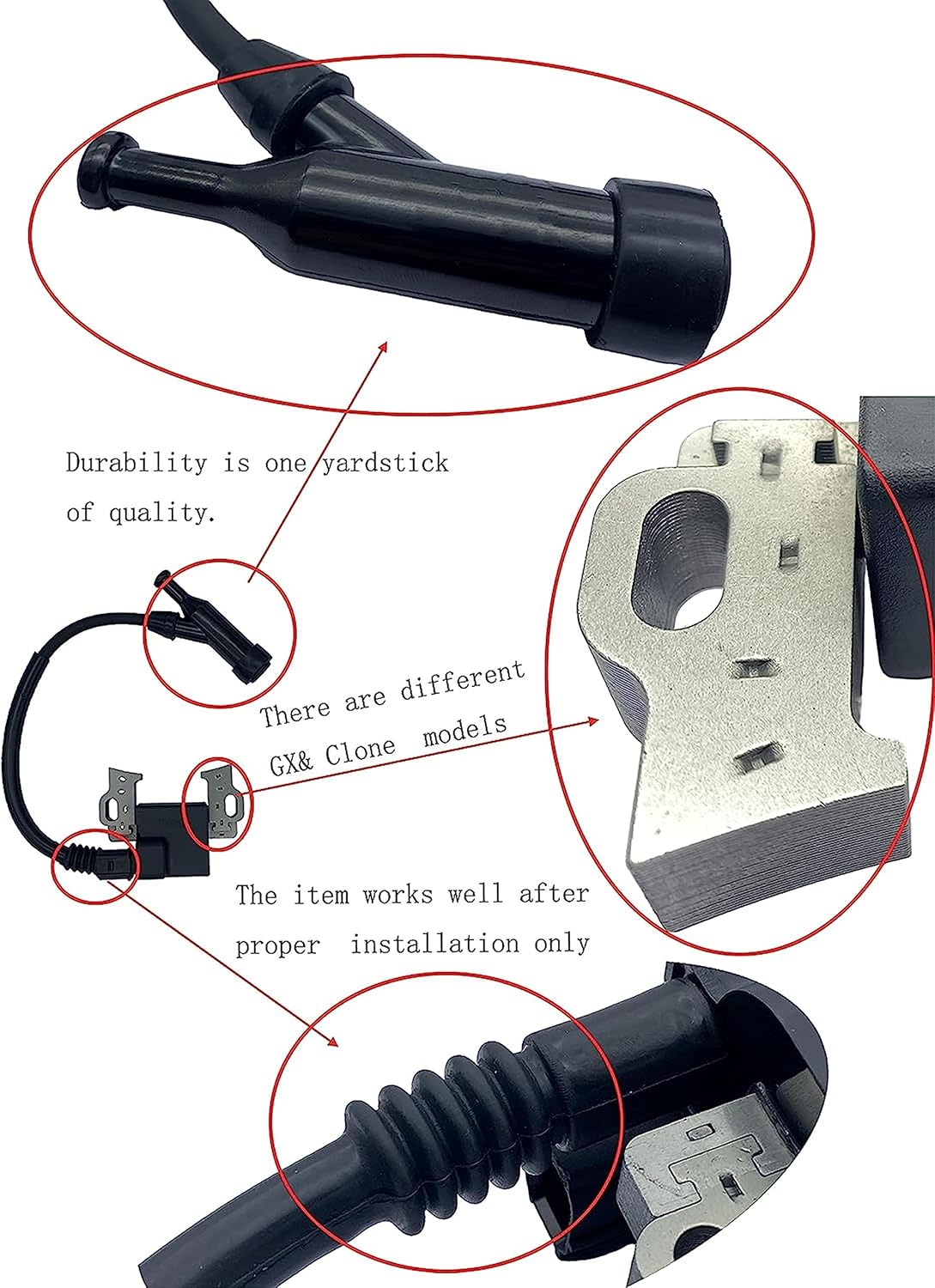 YAMAKATO 30500-Z5T-003 Four Prong Ignition Coil Module w/ 4 pin Connector for Honda GX340 GX390 GX240 GX270 OEM 30500Z5T003