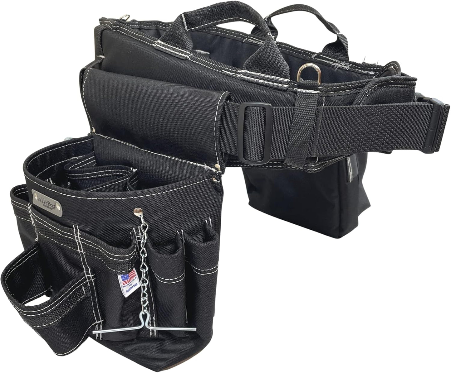 BOULDER BAG Ultimate Electrician's MAX Combo with Comfort Back Support Tool Belt, Quick Release Buckle, Heavy Duty Tool Belt, Tan (Medium 28-32 Inch Waist), Made in USA