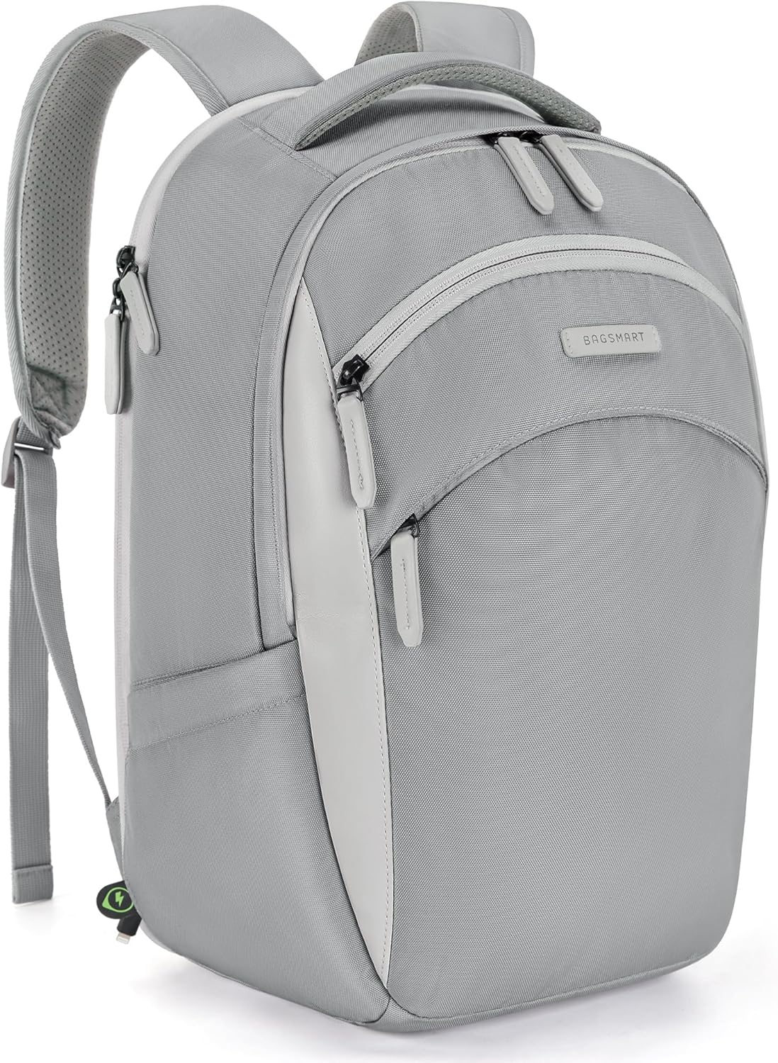 BAGSMART Laptop Backpack for Men, Mens Backpack with Retractable Cable, 15.6 Inch Business Backpack for Men, College Computer Backpack, Grey