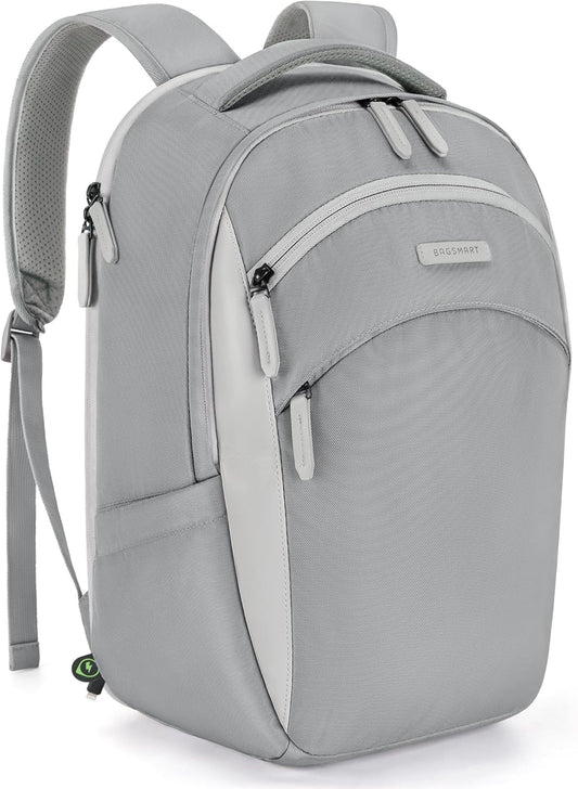 BAGSMART Laptop Backpack for Men, Mens Backpack with Retractable Cable, 15.6 Inch Business Backpack for Men, College Computer Backpack, Grey