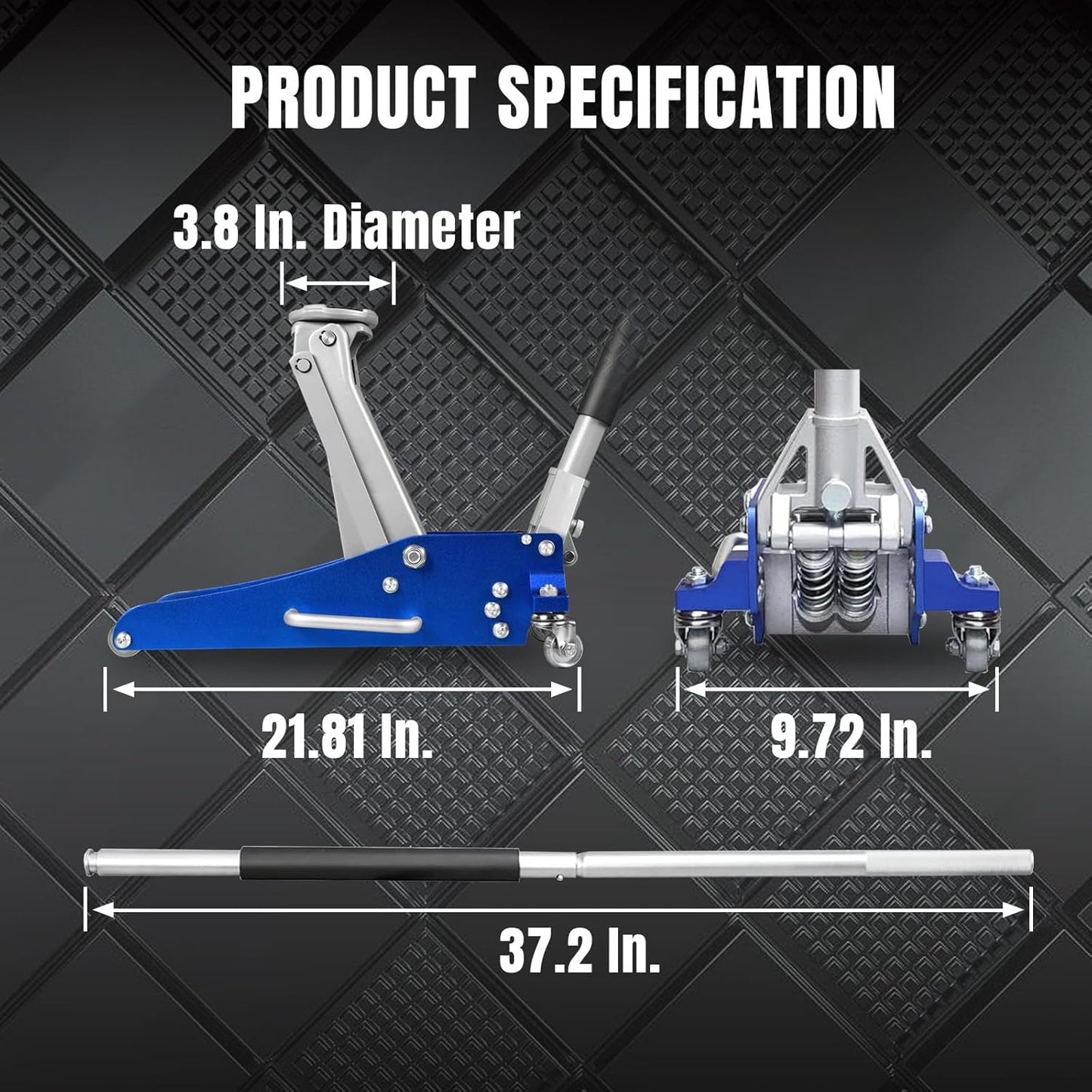 BIG RED Floor Jack 1.5 Ton (3,000 lb) Capacity,Aluminum and Steel Hydraulic Low Profile Car Jack with Dual Piston Quick Lift Pump,Lightweight Racing Floor Jack for Vehicle,Blue