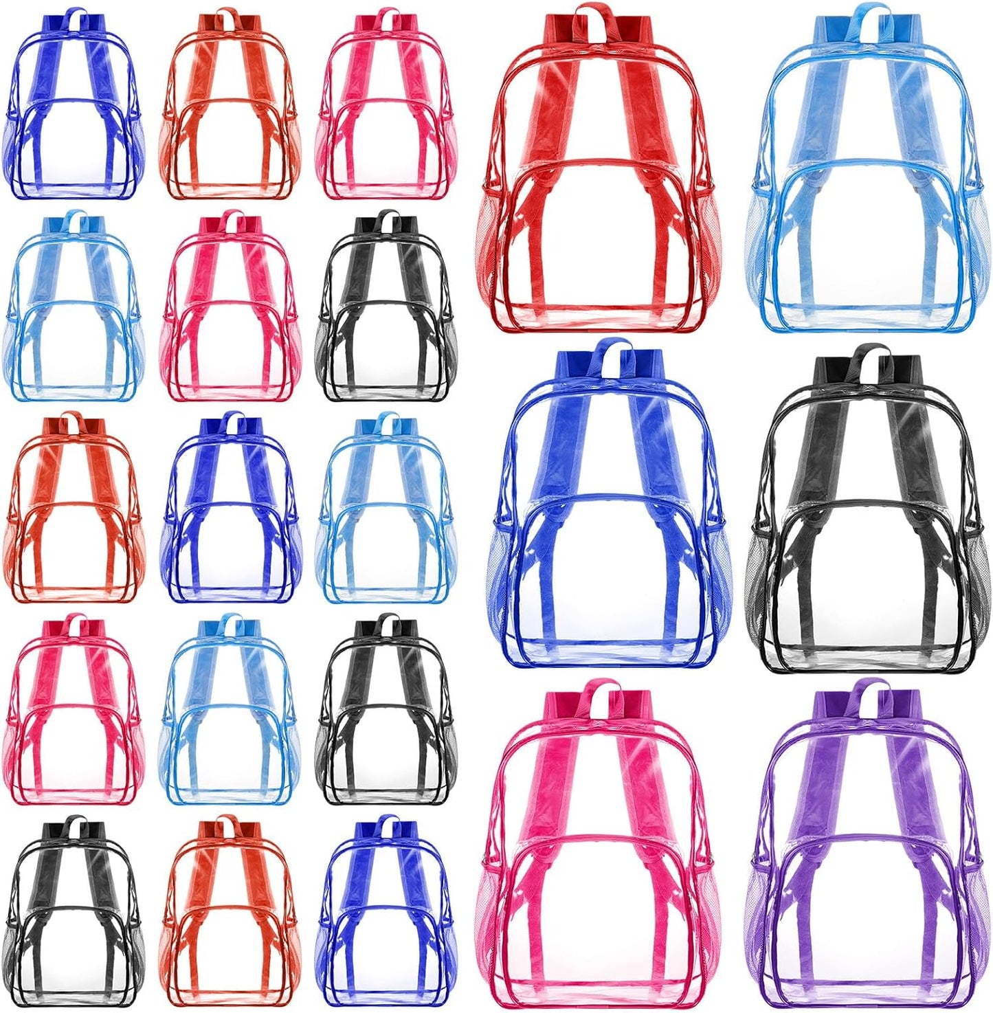 Amylove 48 Pcs Clear Backpack for Stadium Events Heavy Duty PVC Transparent Bookbag for College Workplace Security (15 Inches,Black)