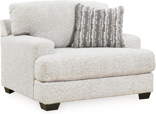 Signature Design by Ashley Brebryan Coastal Upholstered Oversized Chair with 1 Accent Pillow, Beige