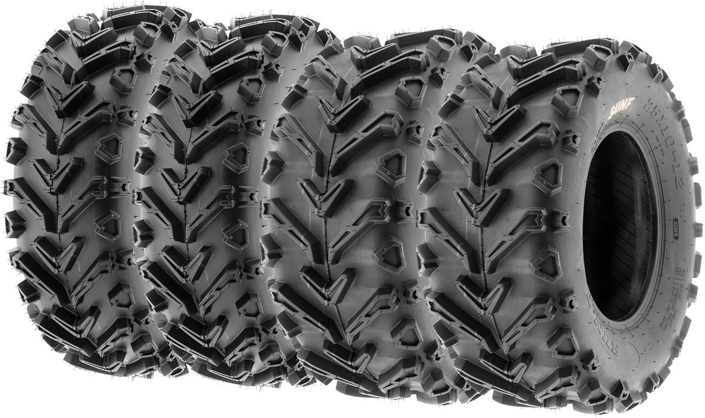Set of 4 SunF A041 Mud & Trail 24x8-12 Front & 24x10-11 Rear ATV UTV off road Tires, 6 PR, Tubeless