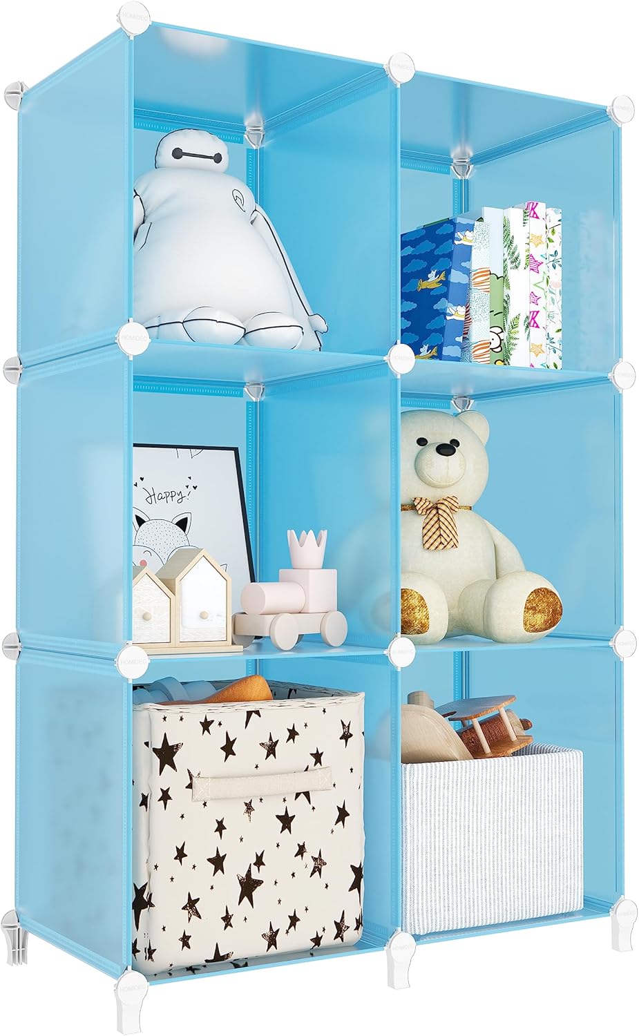 6-Cube Storage Organizer, Closet Organizer Storage Cabinet Shelf Bookcase Bookshelf with Metal Hammer, Storage Cubes Organizer Cabinet for Kids, Closet, Bedroom, Bathroom(11.8x11.8x11.8 inch)Black