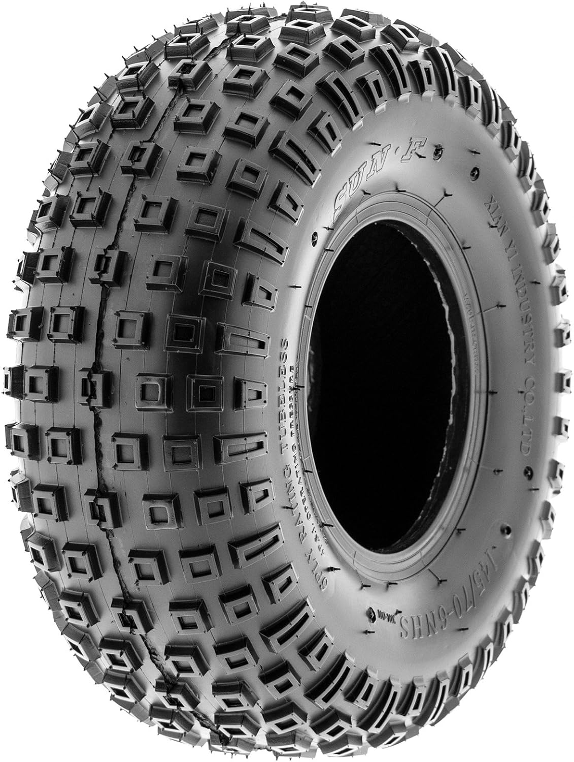 SunF A011 Sport XC ATV Golf-Cart Lawn-Mower Tire 22x11-8, 6 PR, Square-Knobby Tread, Tubeless
