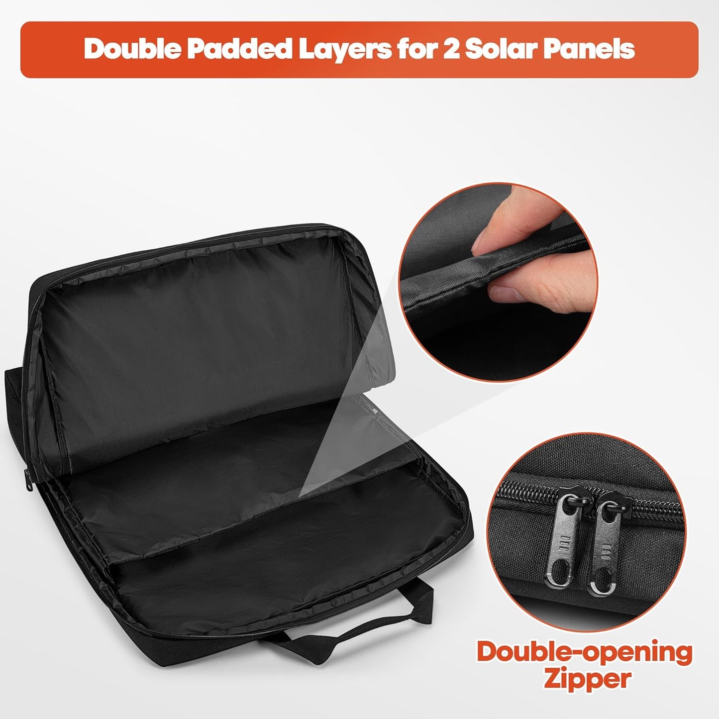 Solar Panel Storage Bag, Solar Panel Carrying Case Compatible with Anker SOLIX PS100 PS200, Solar Panel Carrier Protective Case for 2 Panels, Solar Panel Bag with Pockets & Handles, Bag Only