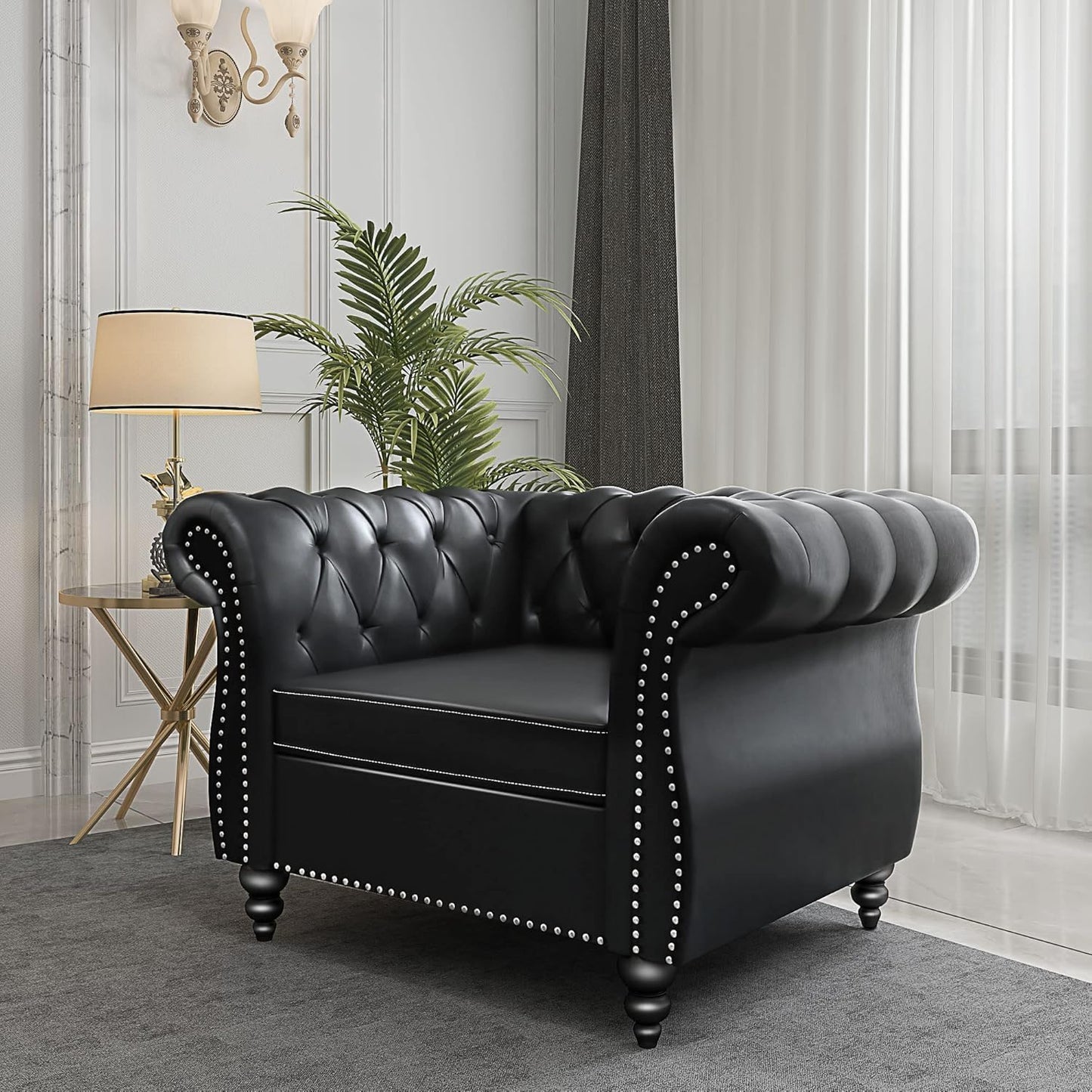 AVZEAR Modern Upholstered Accent Chair, Mid-Century Modern Armchair Single Sofa Chair, Tufted Lounge Reading Chair with Pillow for Living Room, Bedroom, Office (White)