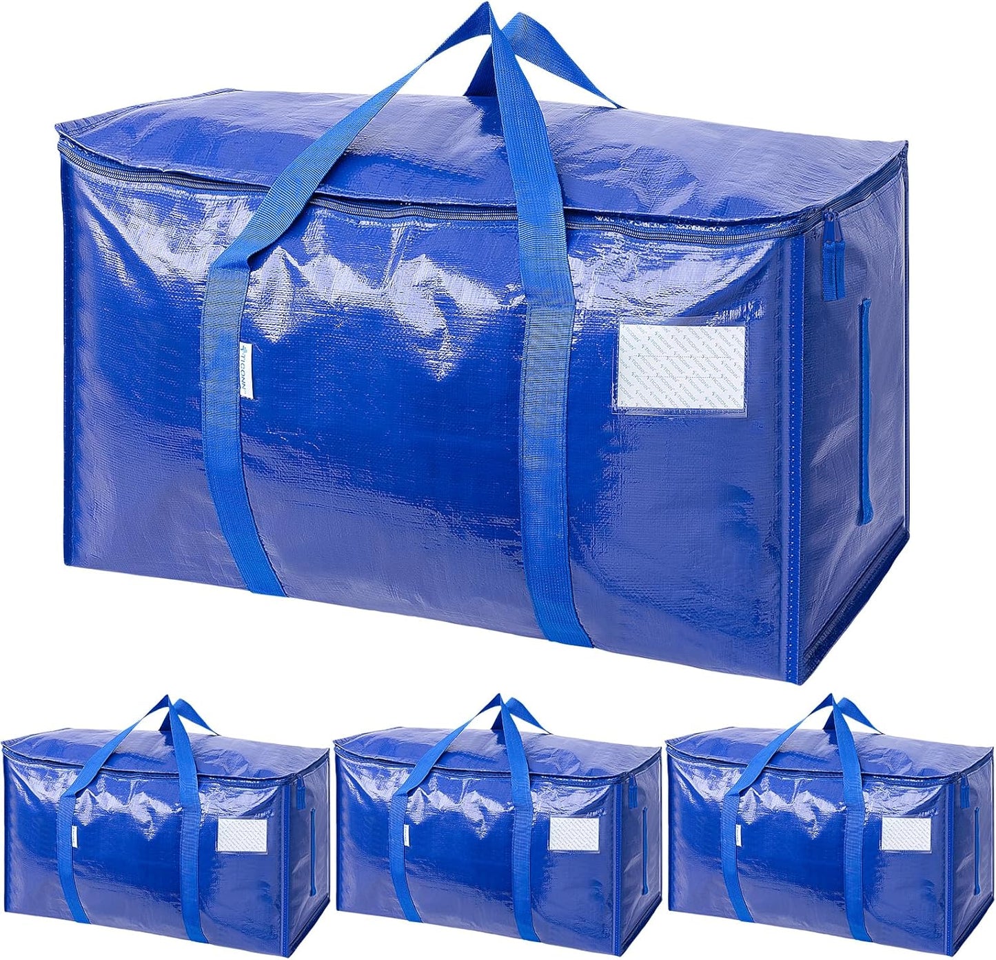 TICONN 6 Pack Extra Large Moving Bags with Zippers & Carrying Handles, Heavy-Duty Storage Tote Moving Boxes for Space Saving