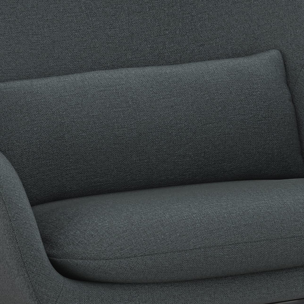 SIMPLIHOME Elmont Accent Chair - 30 inch Wide Upholstered Mid-Century Modern Accent Chair in Steel Grey, for Living Room Seating with Curved Back, Lower Back Pillow, and Metal Legs
