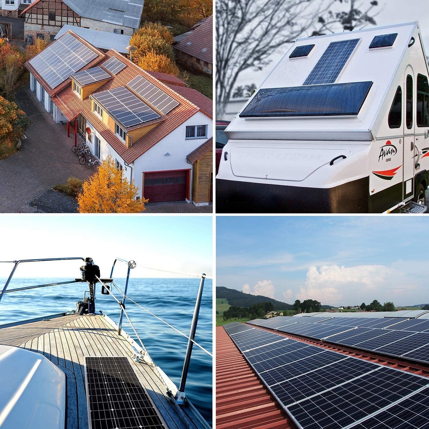 Topsolar Solar Panel Kit 100 Watt 12 Volt Monocrystalline Off Grid System for Homes RV Boat + 30A 12V/24V Solar Charge Controller +Solar Cables + Z-Bracket for Mounting