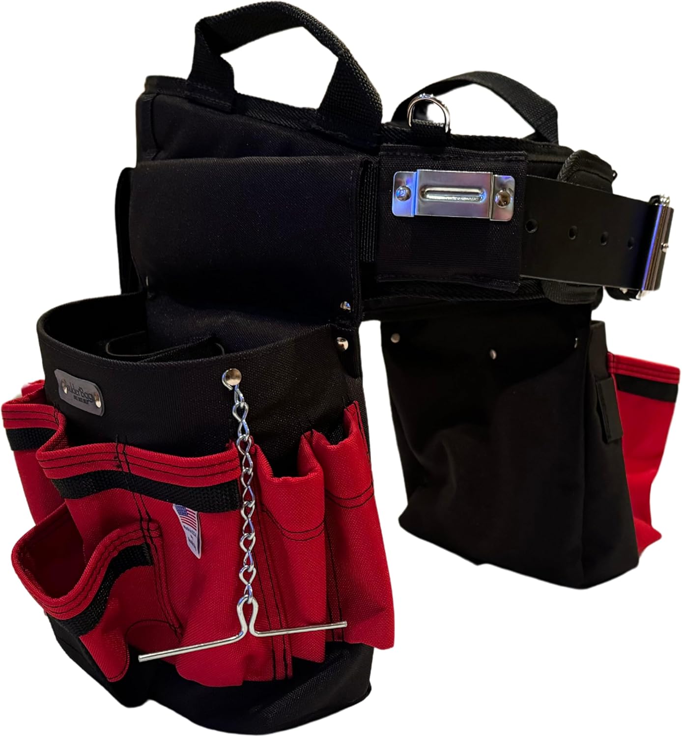 BOULDER BAG Ultimate Electrician's MAX Combo with Comfort Back Support Tool Belt, Leather Belt Buckle, Heavy Duty Tool Belt, Black, (Medium 28-32 Inch Waist), Tool Belt Made in USA