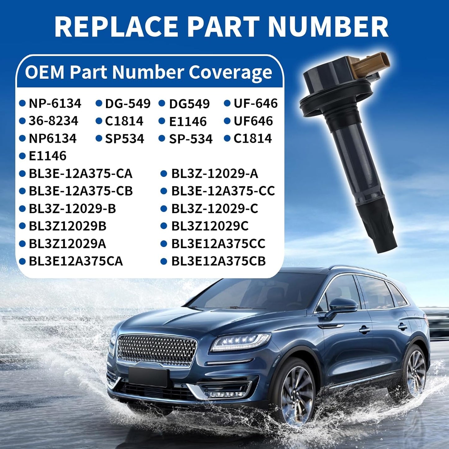 6-Pack UF646 Ignition Coil Set Compatible with 3.5L V6 EcoBoost Ford F150 Expedition Explorer 2011-2020 - Replaces DG549 BL3Z-12029-C