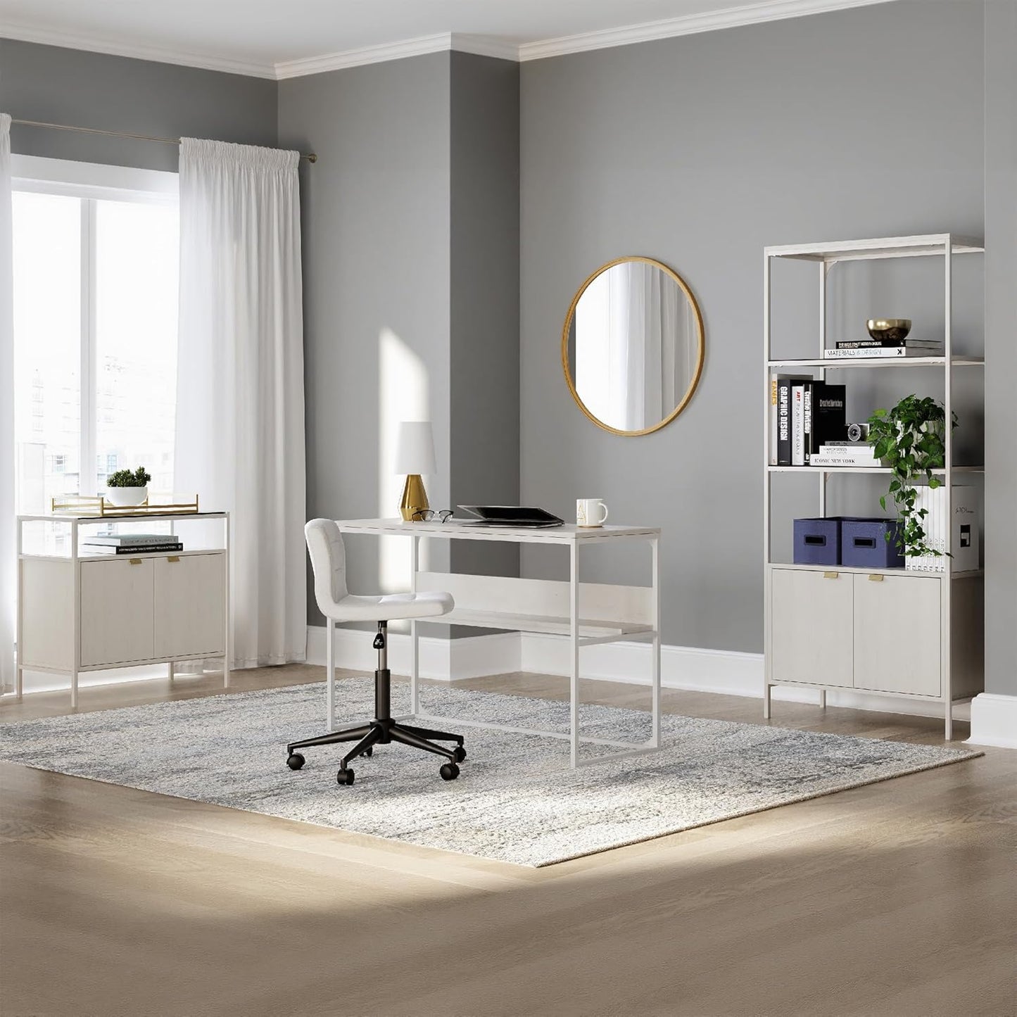 Signature Design by Ashley Deznee Industrial Home Office Desk, White