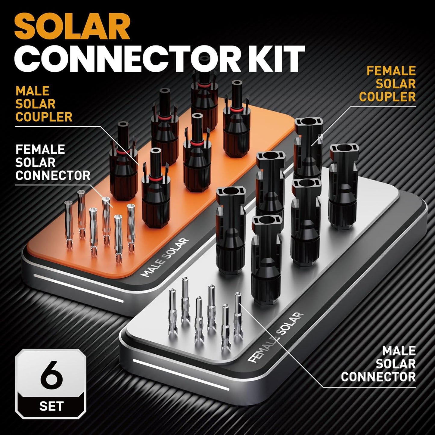 SOMELINE Solar Connector Crimping Tool Kit, 14-10 AWG Crimper for Solar Panel Cables Connectors, Toolbox Kit with 6 Pairs of Solar Connectors and Wrenches, Strippers, Crimpers and Cable Cutter