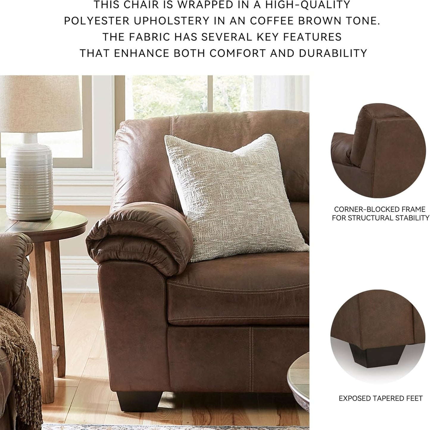 Signature Design by Ashley Bladen Faux Leather Plush Oversized Chair, Brown