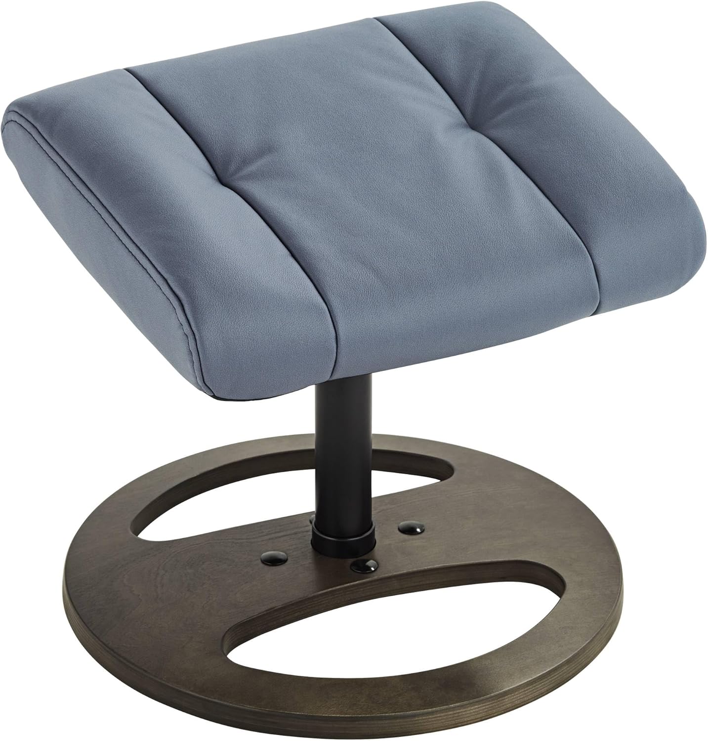 Benchmaster Bruce Bermuda Gray Faux Leather Recliner Chair Modern with Ottoman Footrest Ergonomic Manual Reclining Swivel for Bedroom Living Room Reading Home Relax Den Office Entryway